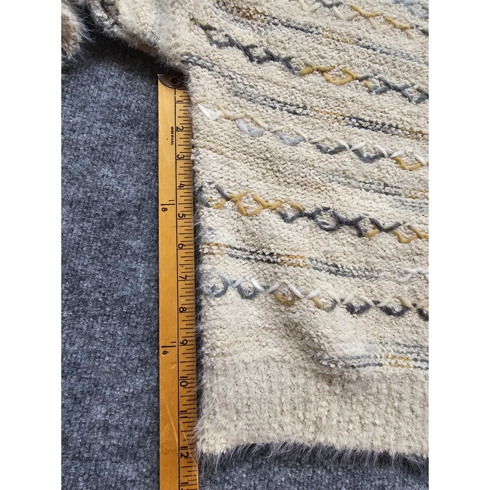 Altar'd State Cream Textured Knit Pullover Crewneck Striped Soft Sweater Medium - Picture 10 of 10